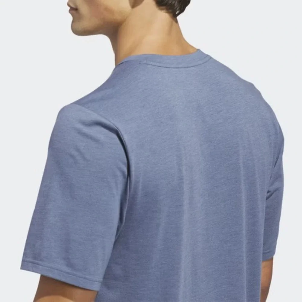adidas Mens Short Sleeve Badge of Sport Logo Tee Blue Large NEW